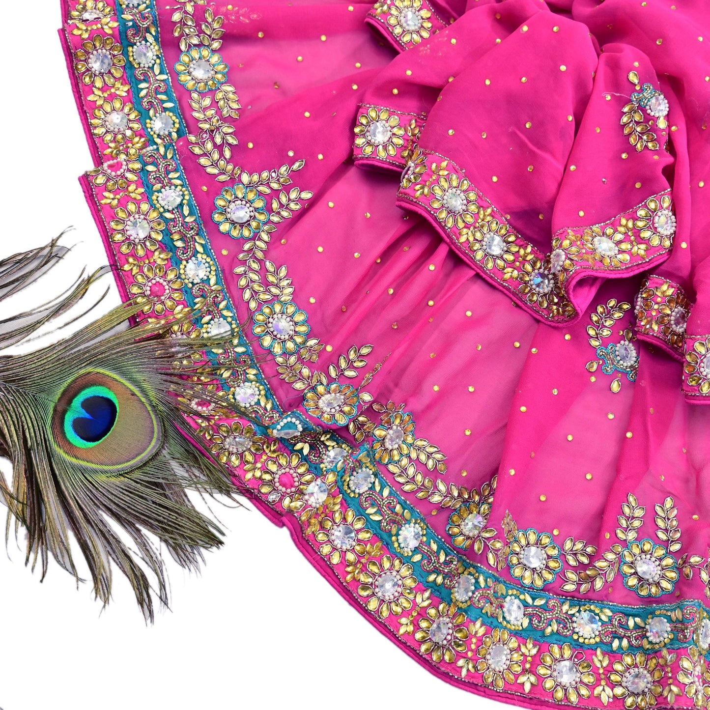 Indian Vintage Heavy Pink Dupatta Pure Georgette Silk Hand Embroidered Zardozi, Dabka, Zari Work Party Wear Long Stole