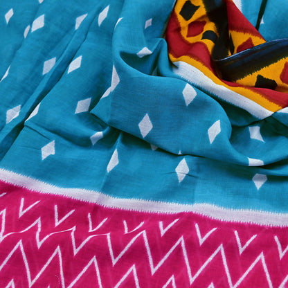 Indian Vintage Sari Multi Printed 100% Pure Cotton Saree Craft Fabric 5Yd Soft Sewing Sarong Wrap Boho Stripes Dress making Quilting