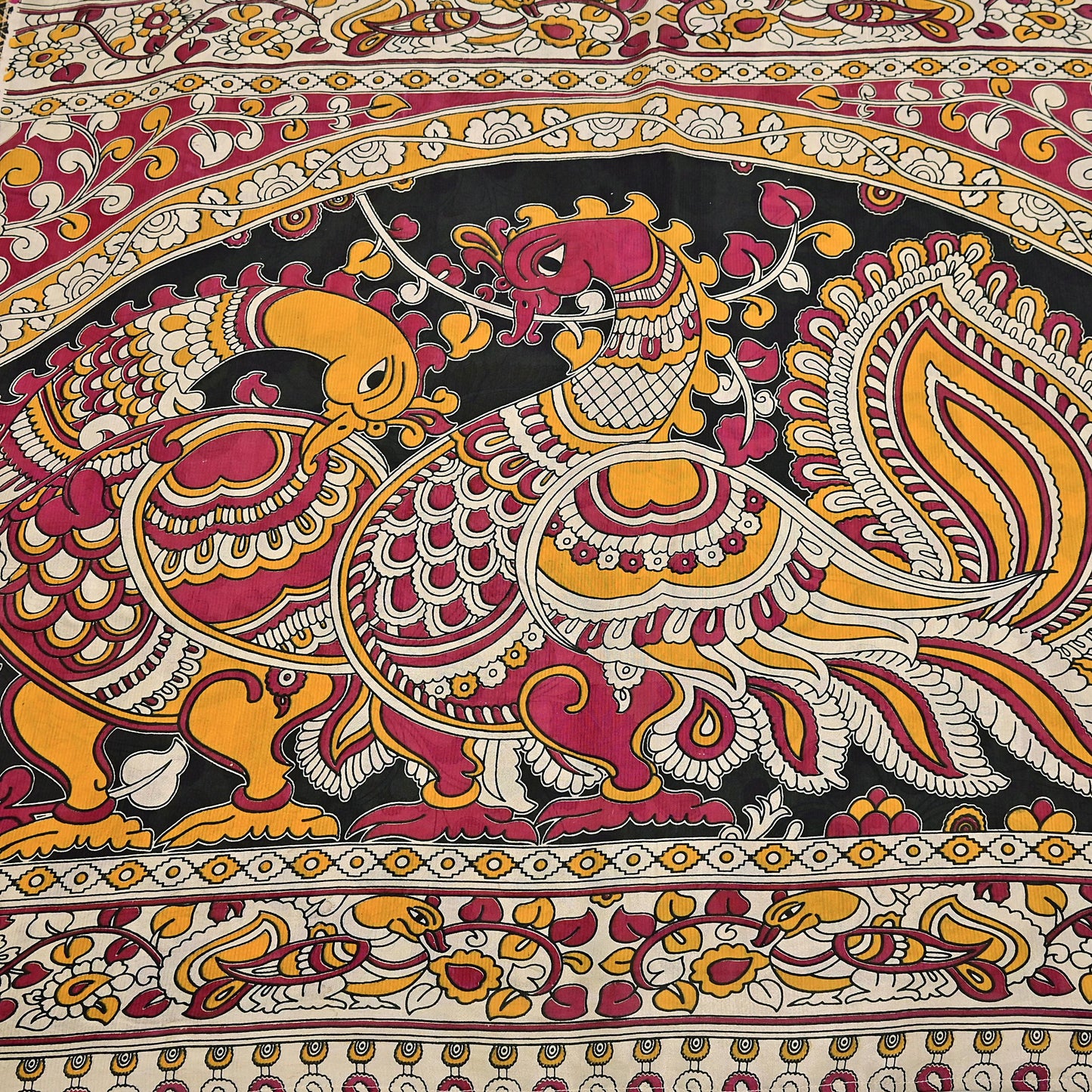 Indian Vintage Sari Kalamkari Print Sari Pure Cotton Saree Craft Fabric 5Yd Soft Dancing Lady Ethnic Dress Making