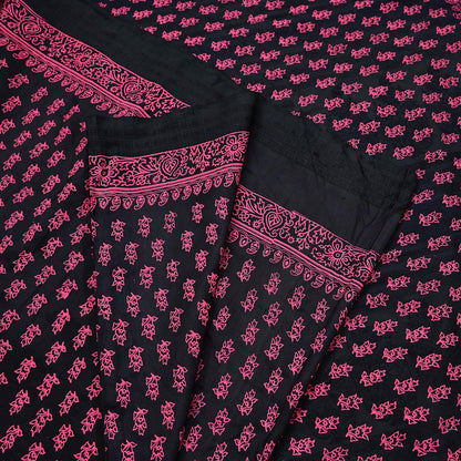 Indian Vintage Sari Black Pure Tussar Silk Hand Woven/Hand Painted Sarees Craft Fabric 5Yd Sewing Ethnic Dress making For Crafting