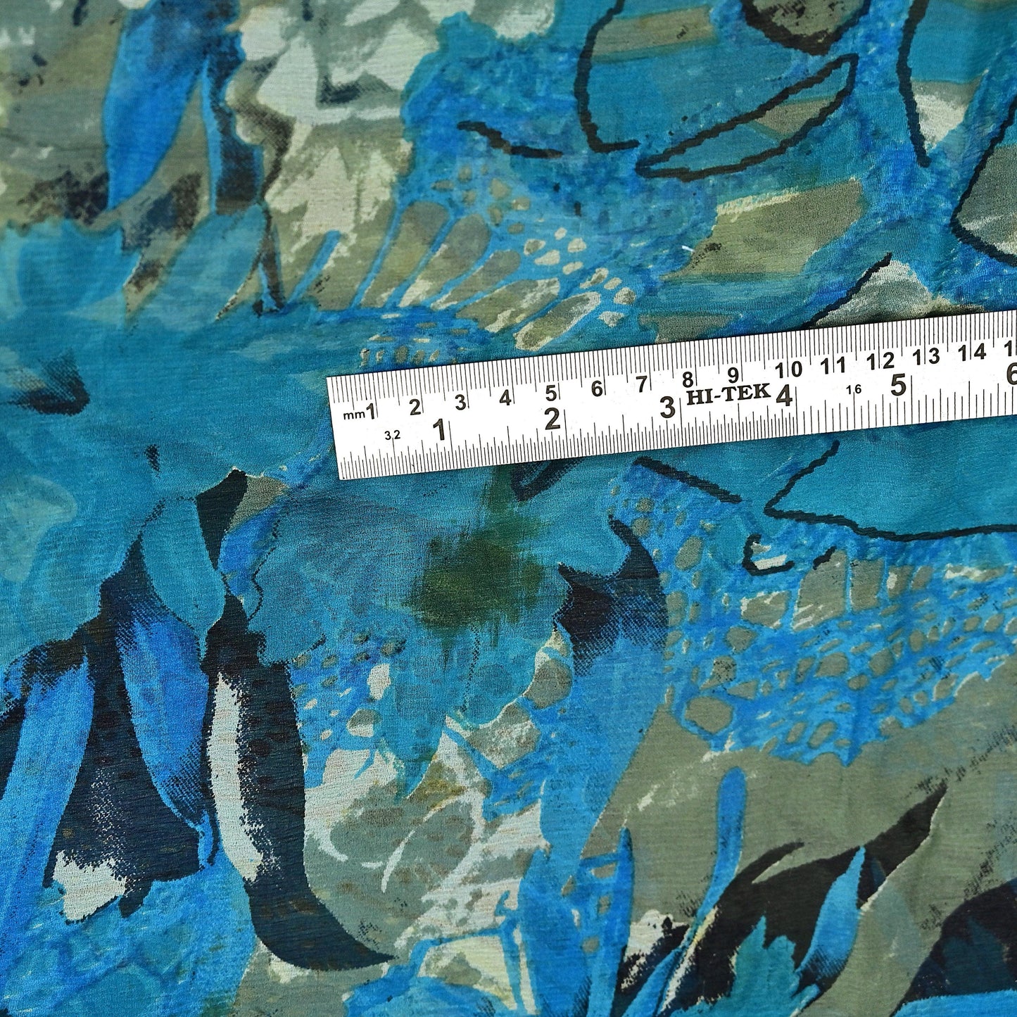 Indian Vintage Sari Blue & Green 100% Pure Georgette Silk Printed Sarees Sewing 5yd Craft Soft Dress Designing for Crafting Abstract