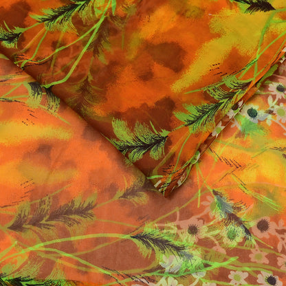 Vintage Sari Multi Chiffon Printed Saree Sewing 5yd Craft Soft Dress Designing for Crafting Floral Dress Making
