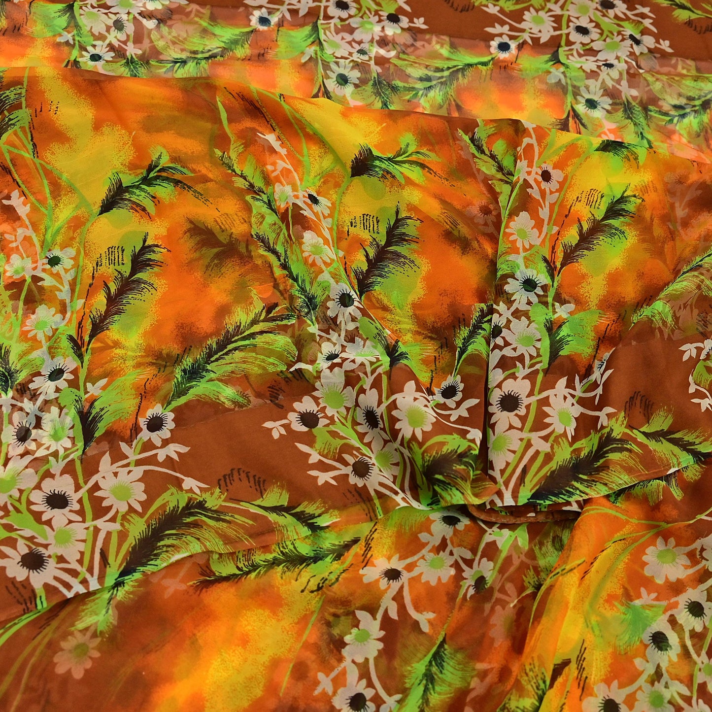 Vintage Sari Multi Chiffon Printed Saree Sewing 5yd Craft Soft Dress Designing for Crafting Floral Dress Making
