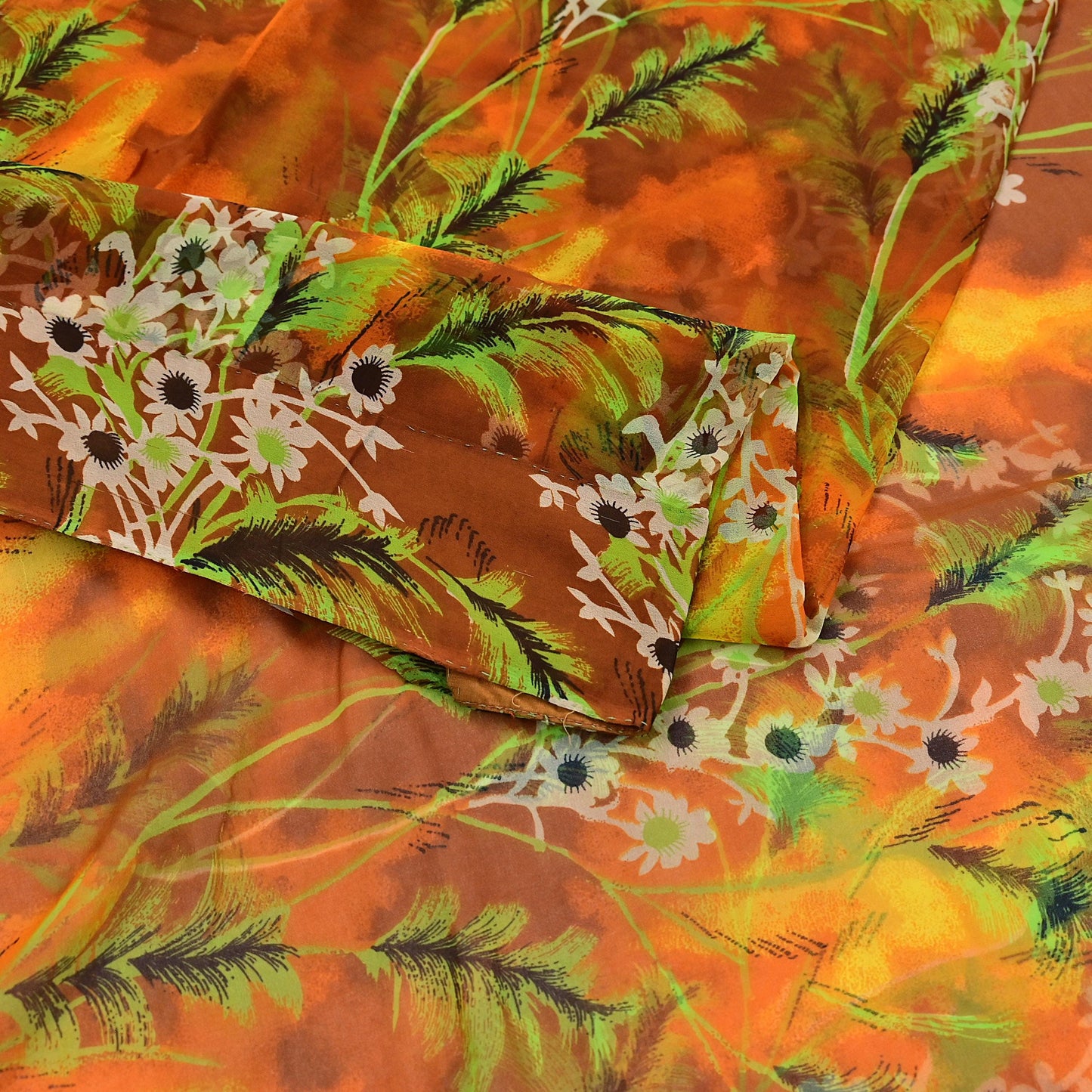 Vintage Sari Multi Chiffon Printed Saree Sewing 5yd Craft Soft Dress Designing for Crafting Floral Dress Making