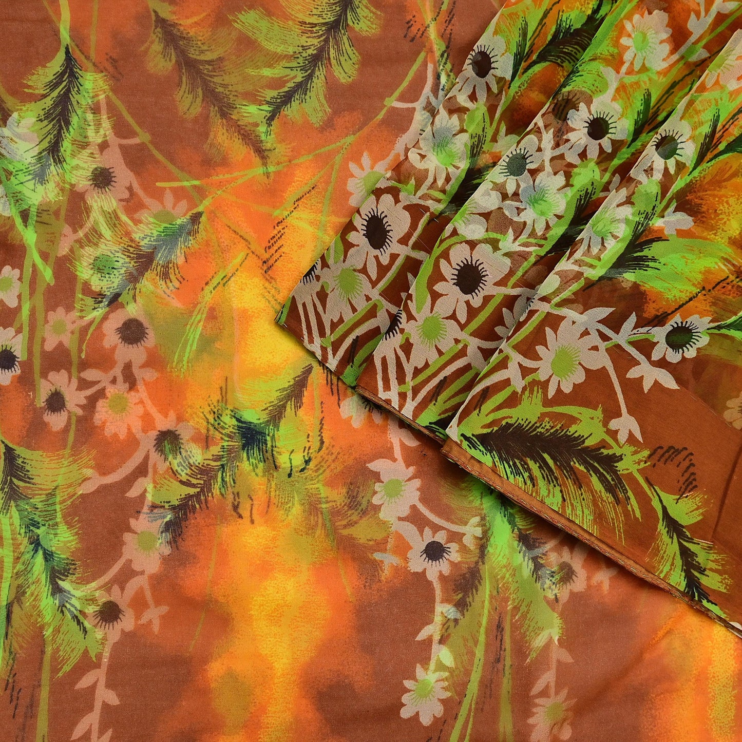 Vintage Sari Multi Chiffon Printed Saree Sewing 5yd Craft Soft Dress Designing for Crafting Floral Dress Making