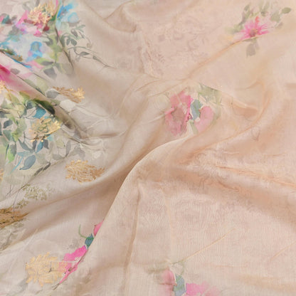 Women Indian Vintage gray ivory Dupatta Long Stole Pure silk Digital Printed Dupatta Veil Scarves soft Boho Wrap Dressmaking Zari Border