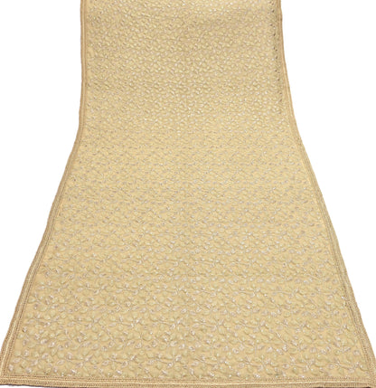 Indian Vintage Heavy Beige Dupatta Pure Georgette silk Long Stole Hand Embroidered Scarves Stole Veil Wrap Sequins