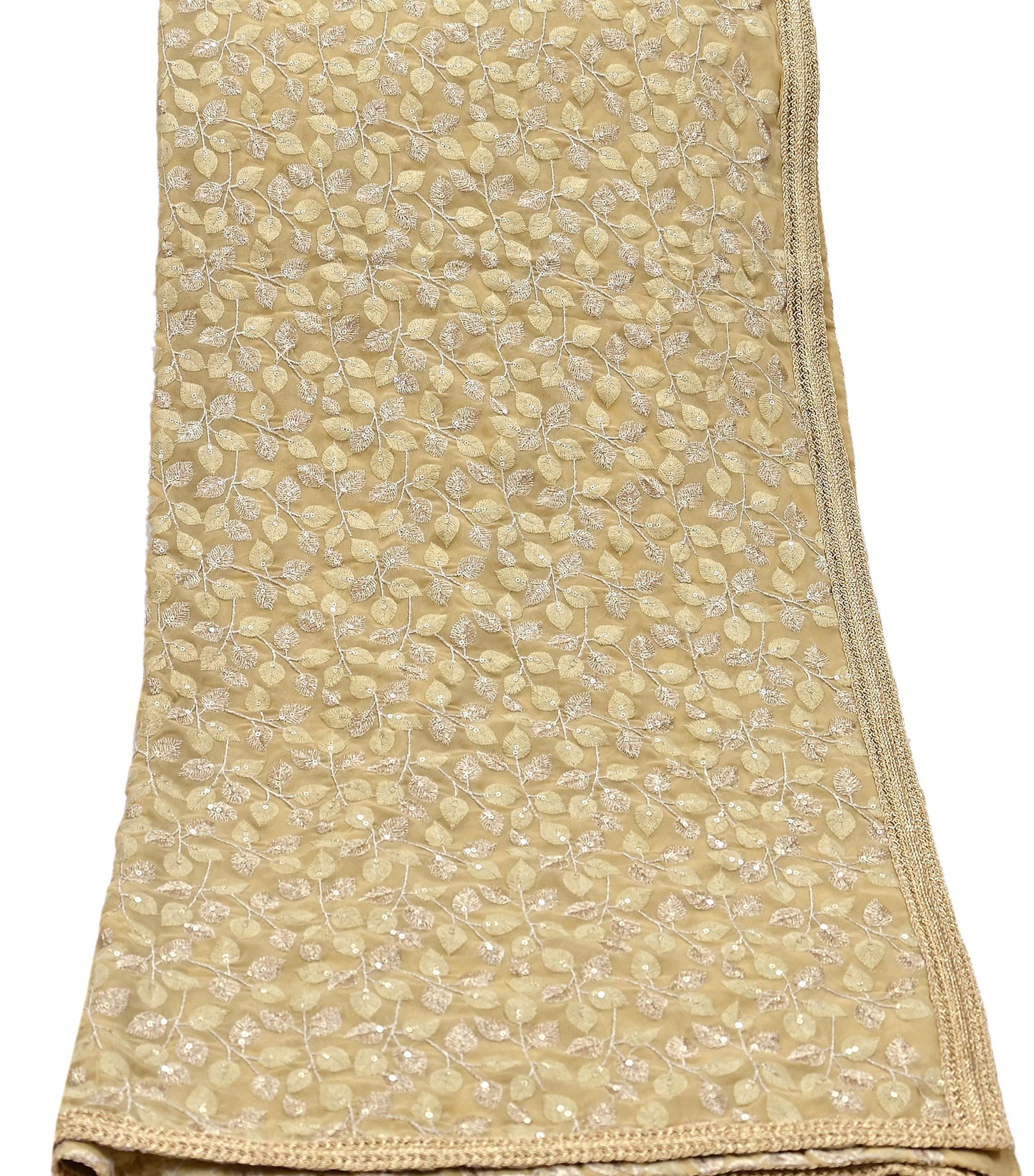 Indian Vintage Heavy Beige Dupatta Pure Georgette silk Long Stole Hand Embroidered Scarves Stole Veil Wrap Sequins