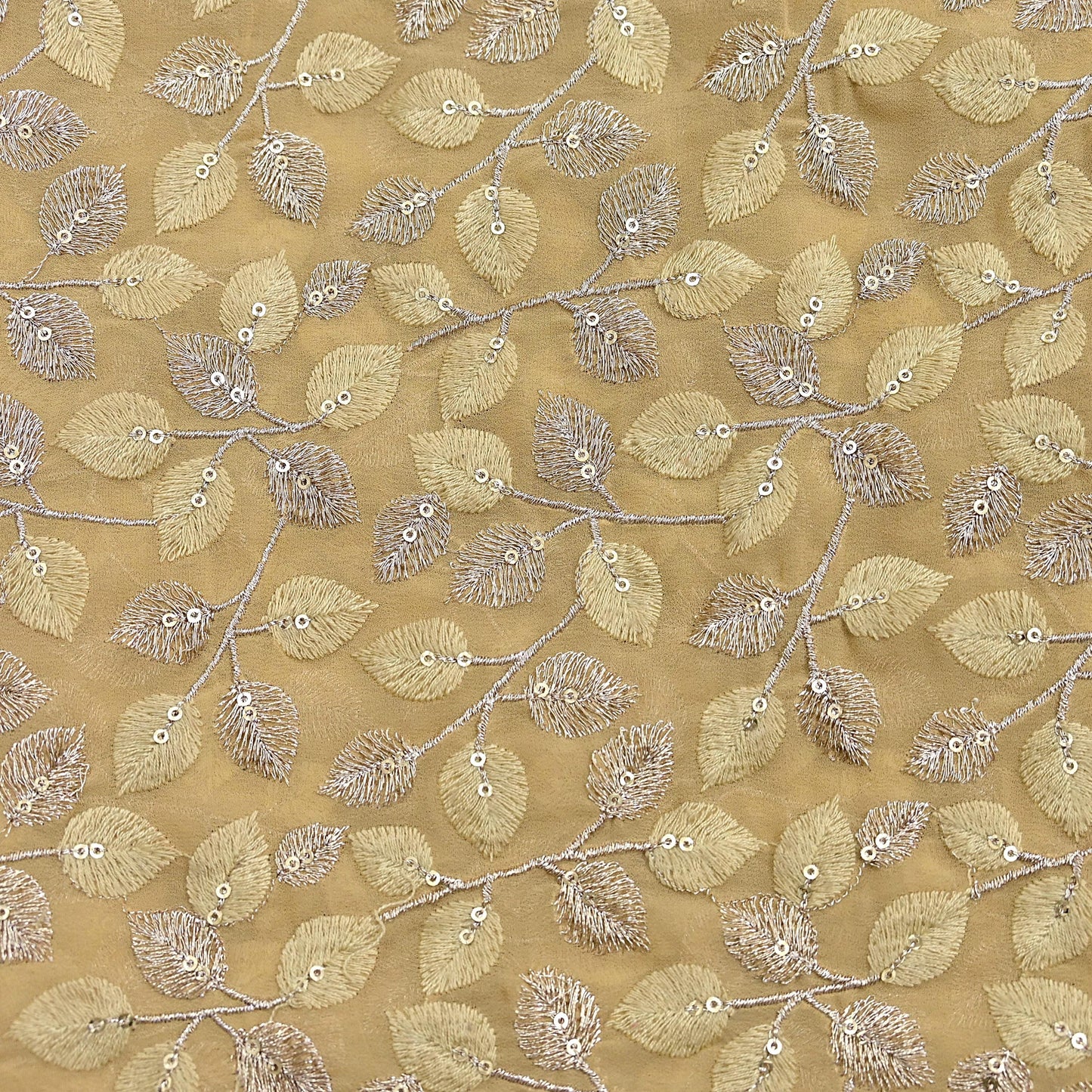 Indian Vintage Heavy Beige Dupatta Pure Georgette silk Long Stole Hand Embroidered Scarves Stole Veil Wrap Sequins