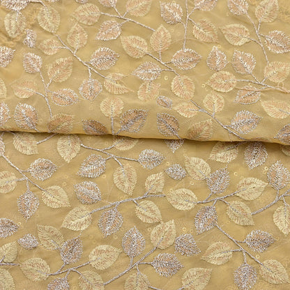 Indian Vintage Heavy Beige Dupatta Pure Georgette silk Long Stole Hand Embroidered Scarves Stole Veil Wrap Sequins