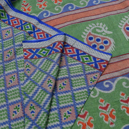 Indian Vintage Sari Green & Blue Pure Cotton Printed Sarees Craft Fabric 5Yd Soft Sewing Sarong Wrap Boho Floral Quilting Upcycle Crafting