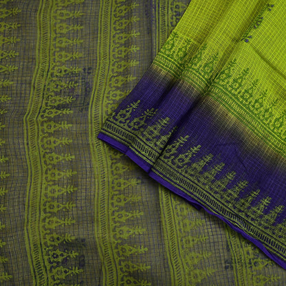 Indian Vintage Purple & Green Sarees Pure Cotton Block Printed Sari 5yd Sewing Craft Fabric DressMaking Soft Crafting Quilting Upcycle