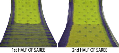 Indian Vintage Purple & Green Sarees Pure Cotton Block Printed Sari 5yd Sewing Craft Fabric DressMaking Soft Crafting Quilting Upcycle