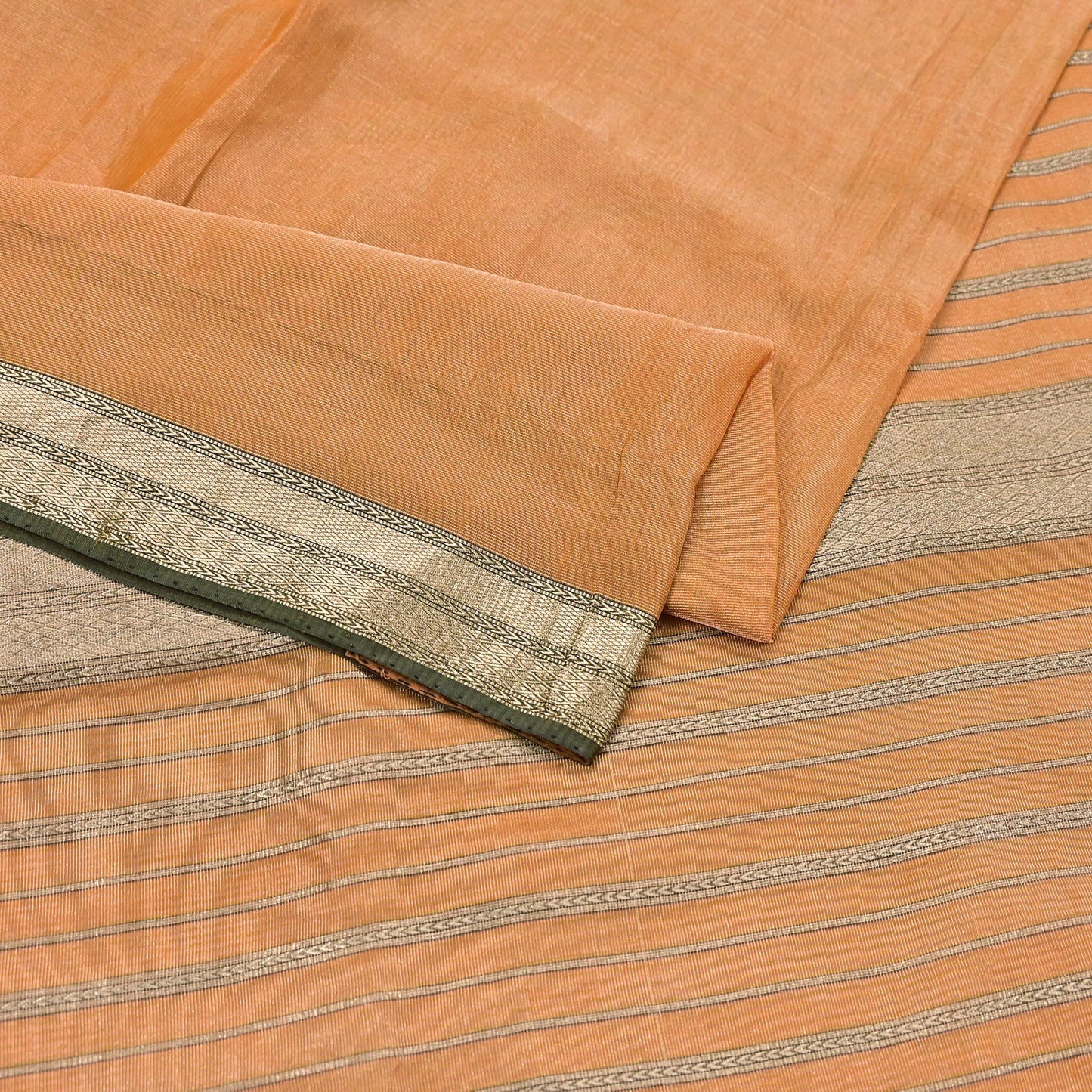 Indian Vintage Sari Saffron Pure Silk Hand Woven Sarees Craft Fabric 5Yd Floral Soft Golden Zari Bollywood Sarees Crafting Upcycle