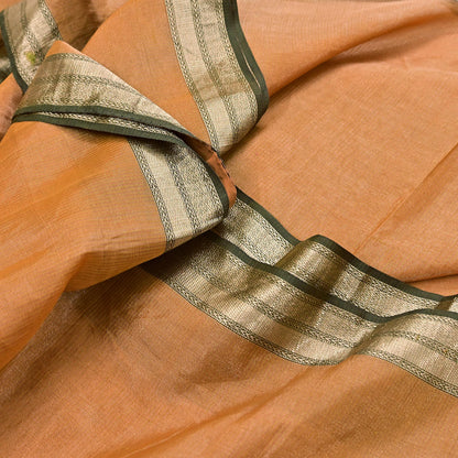 Indian Vintage Sari Saffron Pure Silk Hand Woven Sarees Craft Fabric 5Yd Floral Soft Golden Zari Bollywood Sarees Crafting Upcycle