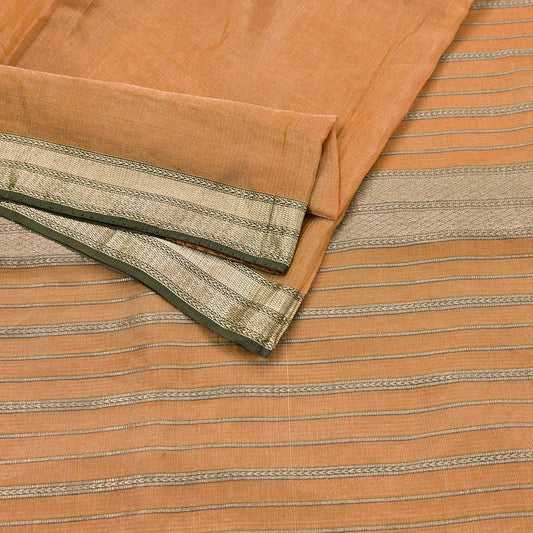 Indian Vintage Sari Saffron Pure Silk Hand Woven Sarees Craft Fabric 5Yd Floral Soft Golden Zari Bollywood Sarees Crafting Upcycle