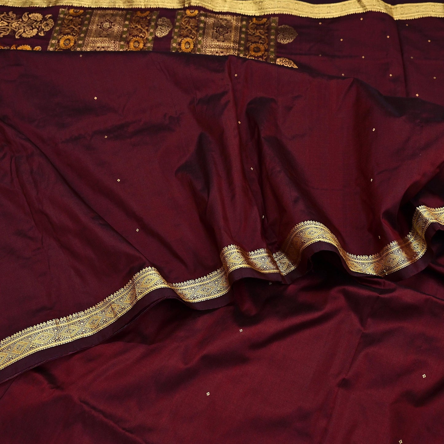 Indian Vintage Heavy Sari Maroon Kanjivaram Saree 100% Pure Silk Zari 5Yd Crafting Dress making For Crafting Quilting Upcycle
