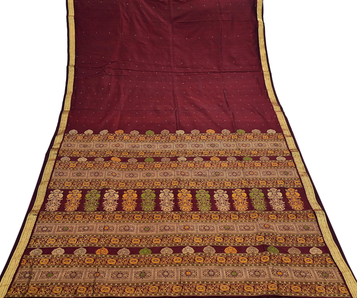 Indian Vintage Heavy Sari Maroon Kanjivaram Saree 100% Pure Silk Zari 5Yd Crafting Dress making For Crafting Quilting Upcycle