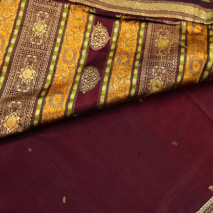 Indian Vintage Heavy Sari Maroon Kanjivaram Saree 100% Pure Silk Zari 5Yd Crafting Dress making For Crafting Quilting Upcycle