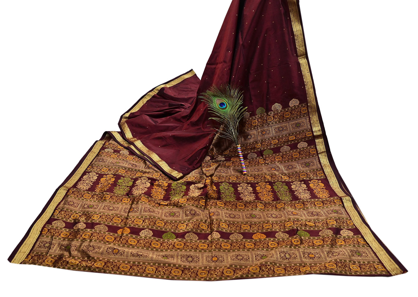 Indian Vintage Heavy Sari Maroon Kanjivaram Saree 100% Pure Silk Zari 5Yd Crafting Dress making For Crafting Quilting Upcycle