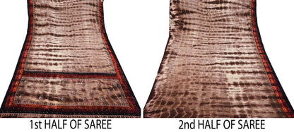 Indian Vintage Saree Pure Crepe Silk Hand Embroidered Tie-Dye Sari Fabric 5yard Sewing Craft Fabric Ethnic Dressmaking Crafting Zardozi Zari