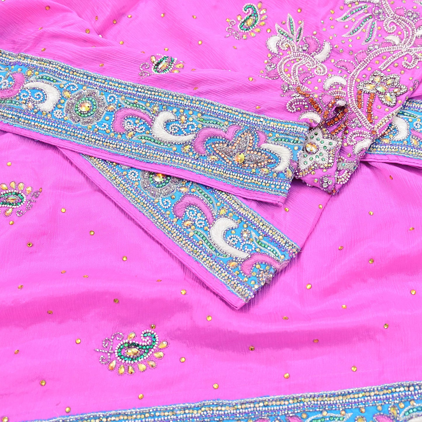 Indian Vintage Heavy Pink Dupatta Pure silk Long Stole Hand Embroidered Hijab Scarves Veil Wrap Zardozi Dabka