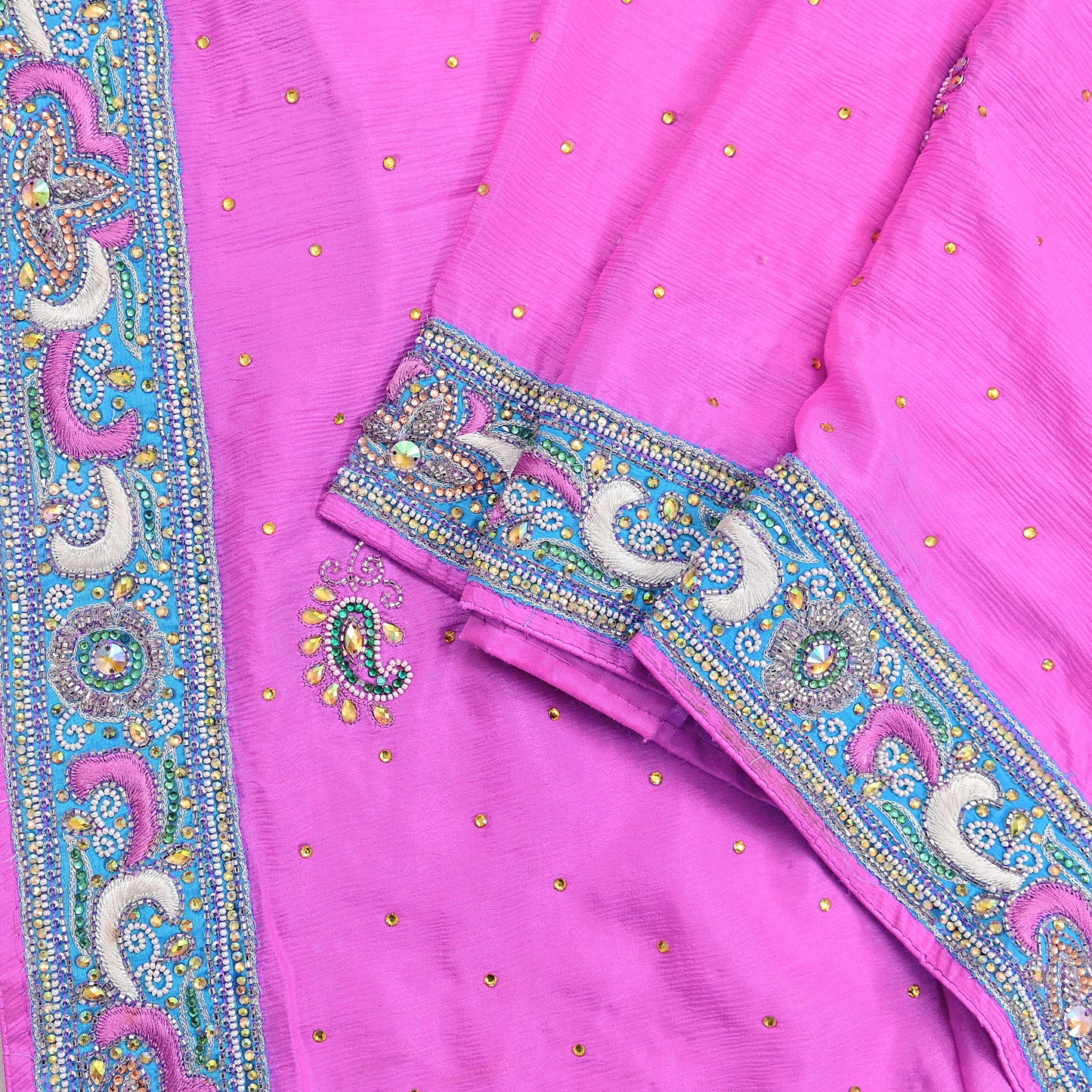 Indian Vintage Heavy Pink Dupatta Pure silk Long Stole Hand Embroidered Hijab Scarves Veil Wrap Zardozi Dabka