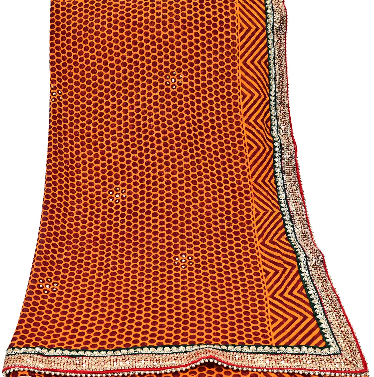 Indian Vintage Heavy Beige Dupatta Georgette Long Stole Embroidered Uttarakhand Pichora Bridal Odni Jhalar Scarves Stole Veil Wrap Sequins