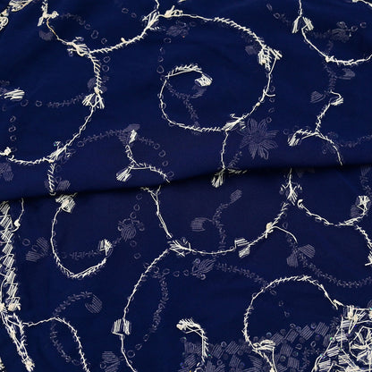Indian Vintage Heavy Blue Dupatta Georgette Long Stole Hand Embroidered Scarf Zari Zardozi Wedding/ Bridal Veil Hijab