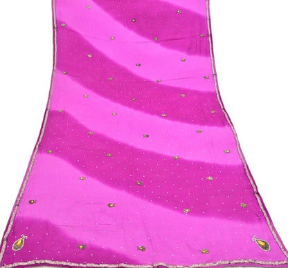 Indian Vintage Pink Dupatta Pure silk Long Stole Hand Embroidered Scarves Stole Veil Wrap Sequins Dabka/ Zardozi