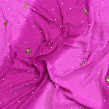 Indian Vintage Pink Dupatta Pure silk Long Stole Hand Embroidered Scarves Stole Veil Wrap Sequins Dabka/ Zardozi