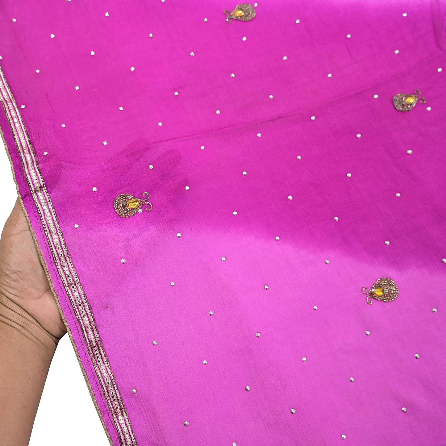 Indian Vintage Pink Dupatta Pure silk Long Stole Hand Embroidered Scarves Stole Veil Wrap Sequins Dabka/ Zardozi