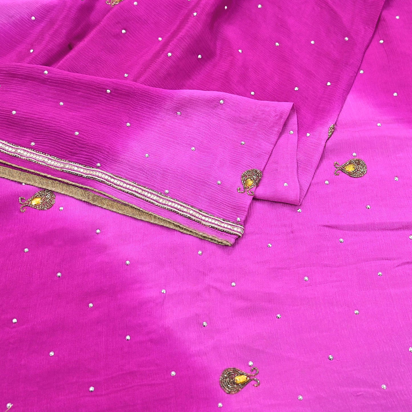 Indian Vintage Pink Dupatta Pure silk Long Stole Hand Embroidered Scarves Stole Veil Wrap Sequins Dabka/ Zardozi