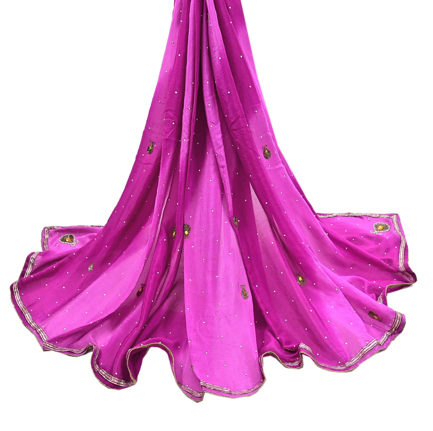 Indian Vintage Pink Dupatta Pure silk Long Stole Hand Embroidered Scarves Stole Veil Wrap Sequins Dabka/ Zardozi