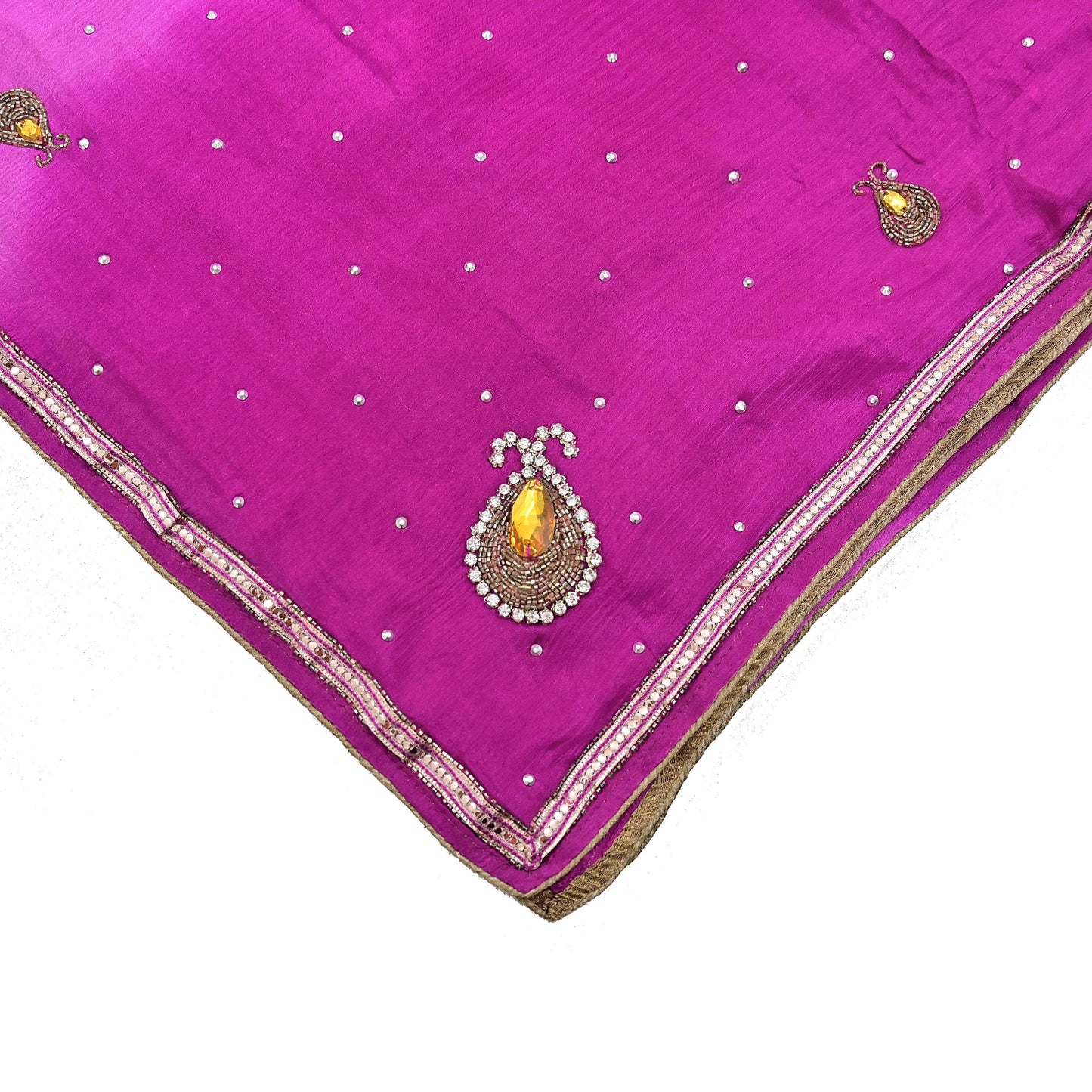 Indian Vintage Pink Dupatta Pure silk Long Stole Hand Embroidered Scarves Stole Veil Wrap Sequins Dabka/ Zardozi