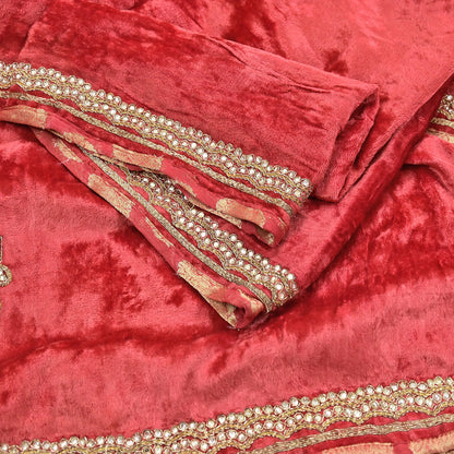 Indian Vintage Heavy Peach Dupatta Velvet Long Stole Hand Embroidered Scarves Zari Hijab Veil Wrap Bridal Dupatta Paisley