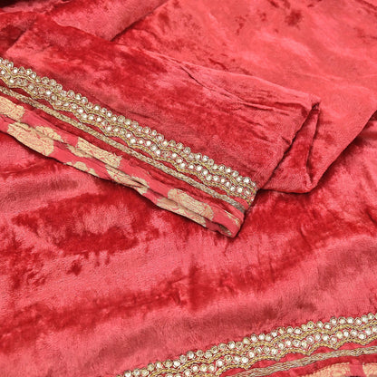 Indian Vintage Heavy Peach Dupatta Velvet Long Stole Hand Embroidered Scarves Zari Hijab Veil Wrap Bridal Dupatta Paisley
