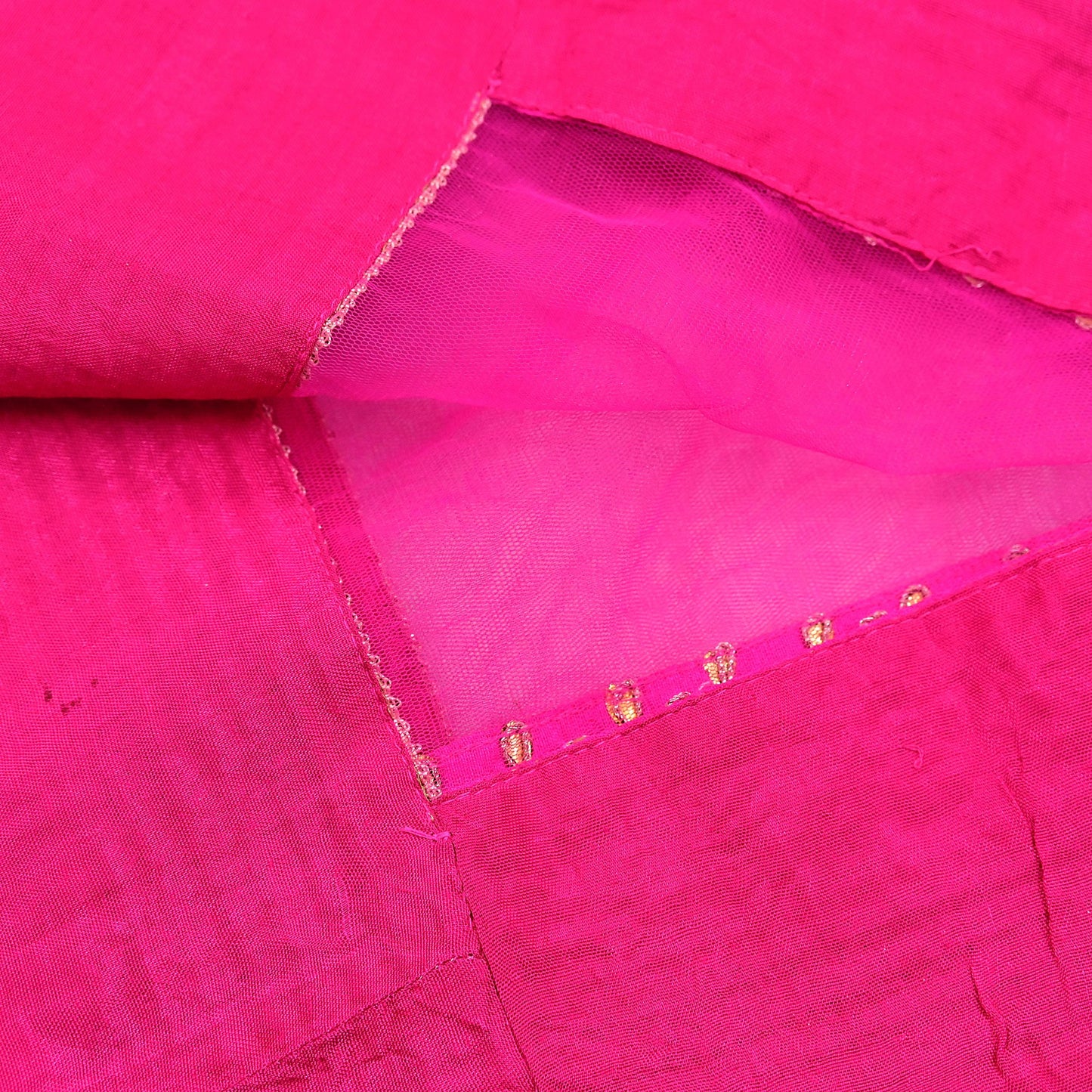 Indian Vintage Heavy Bridal Dupatta Magenta Net Mesh Long Stole Hand Embroidered Scarves Golden Gota Patti Wedding/Party Wear