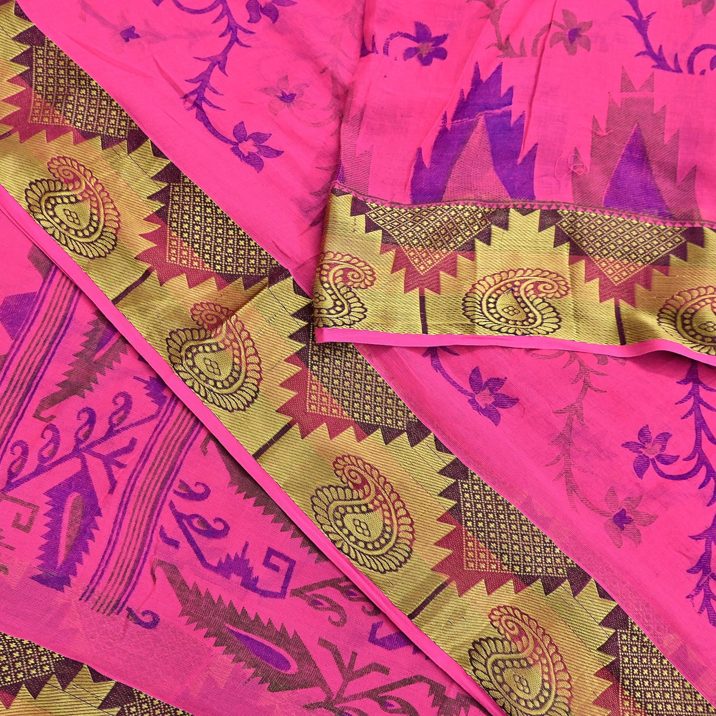 Indian Vintage Sari Pink Printed Pure Cotton Sarees Craft Fabric 5Yd Soft Sewing Sarong Wrap Boho Floral Quilting Dress making