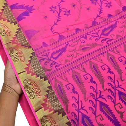 Indian Vintage Sari Pink Printed Pure Cotton Sarees Craft Fabric 5Yd Soft Sewing Sarong Wrap Boho Floral Quilting Dress making