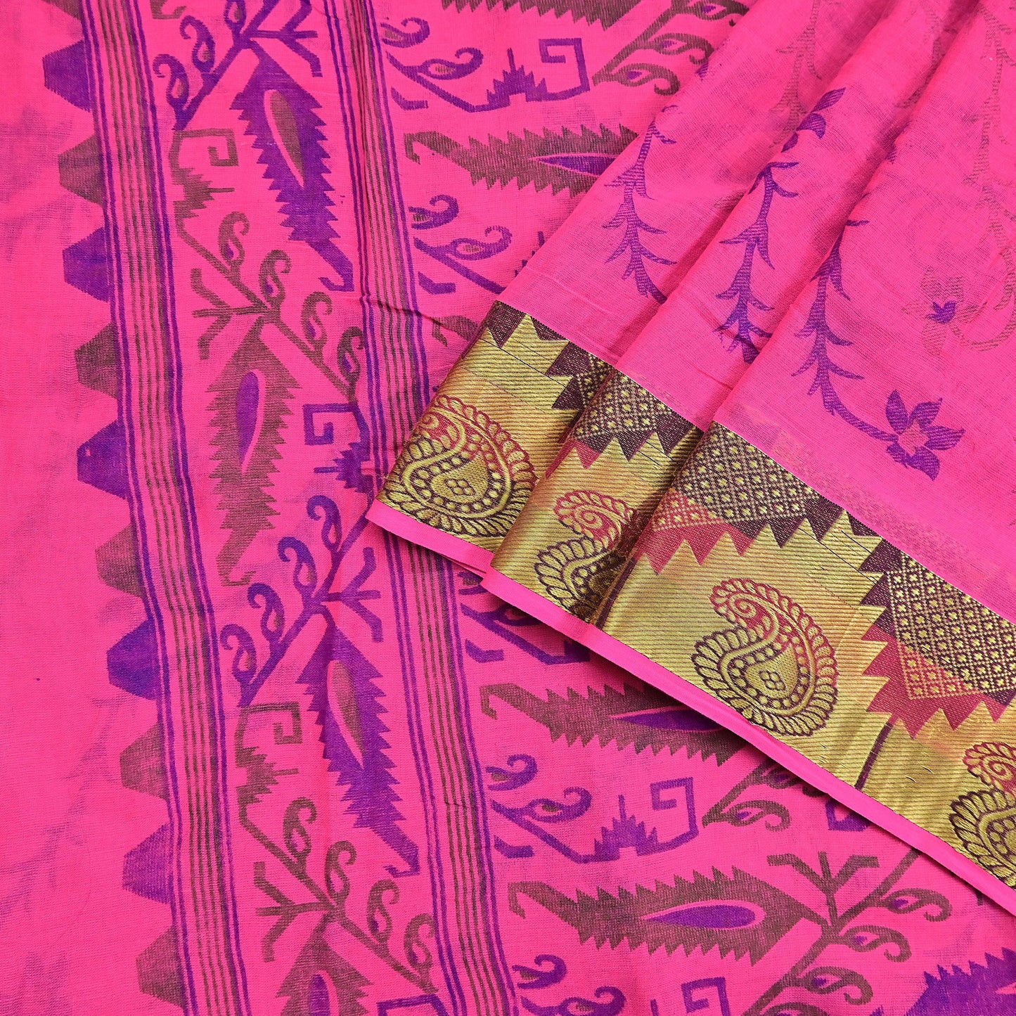 Indian Vintage Sari Pink Printed Pure Cotton Sarees Craft Fabric 5Yd Soft Sewing Sarong Wrap Boho Floral Quilting Dress making
