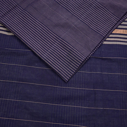 Vintage Sari Blue Pure Cotton Hand Woven Sarees Craft Fabric 5Yd Sewing Soft Crafting Dress making Upcycle Quilting Upcycle Zari Border