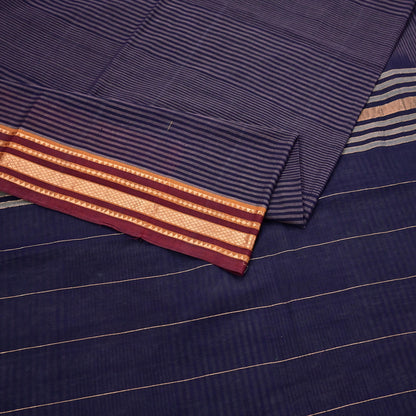 Vintage Sari Blue Pure Cotton Hand Woven Sarees Craft Fabric 5Yd Sewing Soft Crafting Dress making Upcycle Quilting Upcycle Zari Border