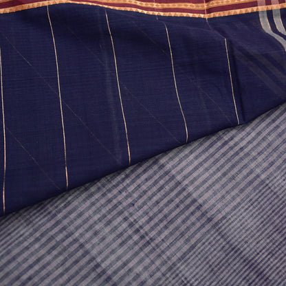Vintage Sari Blue Pure Cotton Hand Woven Sarees Craft Fabric 5Yd Sewing Soft Crafting Dress making Upcycle Quilting Upcycle Zari Border