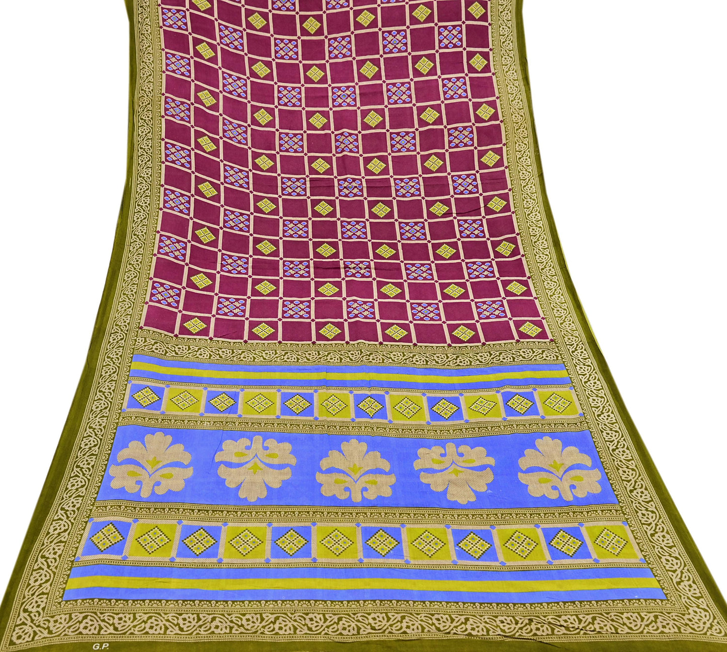 Indian Vintage Sari Printed 100% Pure Cotton Saree Craft Fabric 5Yd Soft Sewing Sarong Wrap Boho Stripes Dress making Quilting