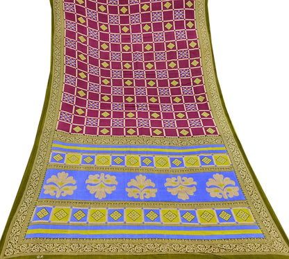 Indian Vintage Sari Printed 100% Pure Cotton Saree Craft Fabric 5Yd Soft Sewing Sarong Wrap Boho Stripes Dress making Quilting