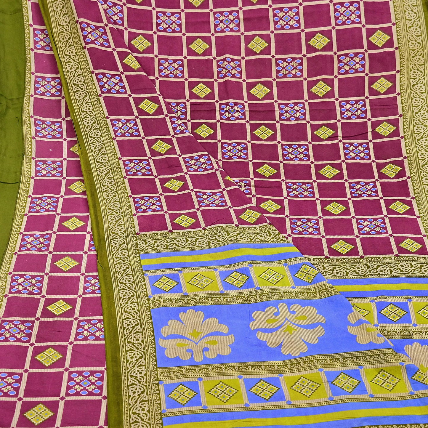 Indian Vintage Sari Printed 100% Pure Cotton Saree Craft Fabric 5Yd Soft Sewing Sarong Wrap Boho Stripes Dress making Quilting