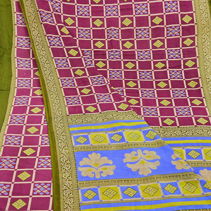 Indian Vintage Sari Printed 100% Pure Cotton Saree Craft Fabric 5Yd Soft Sewing Sarong Wrap Boho Stripes Dress making Quilting