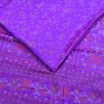 Indian Vintage Purple Saree 100% Pure Silk Printed Sari 6yard Sewing Craft Fabric DressMaking Soft Golden Zari