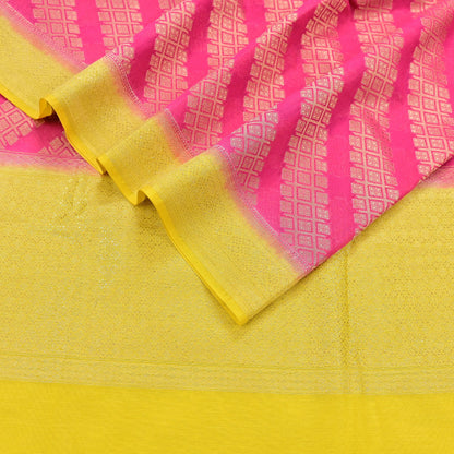 Indian Vintage Pink Chanderi Brocade Dupatta Floral Zari Woven Scarf veil fringes work
